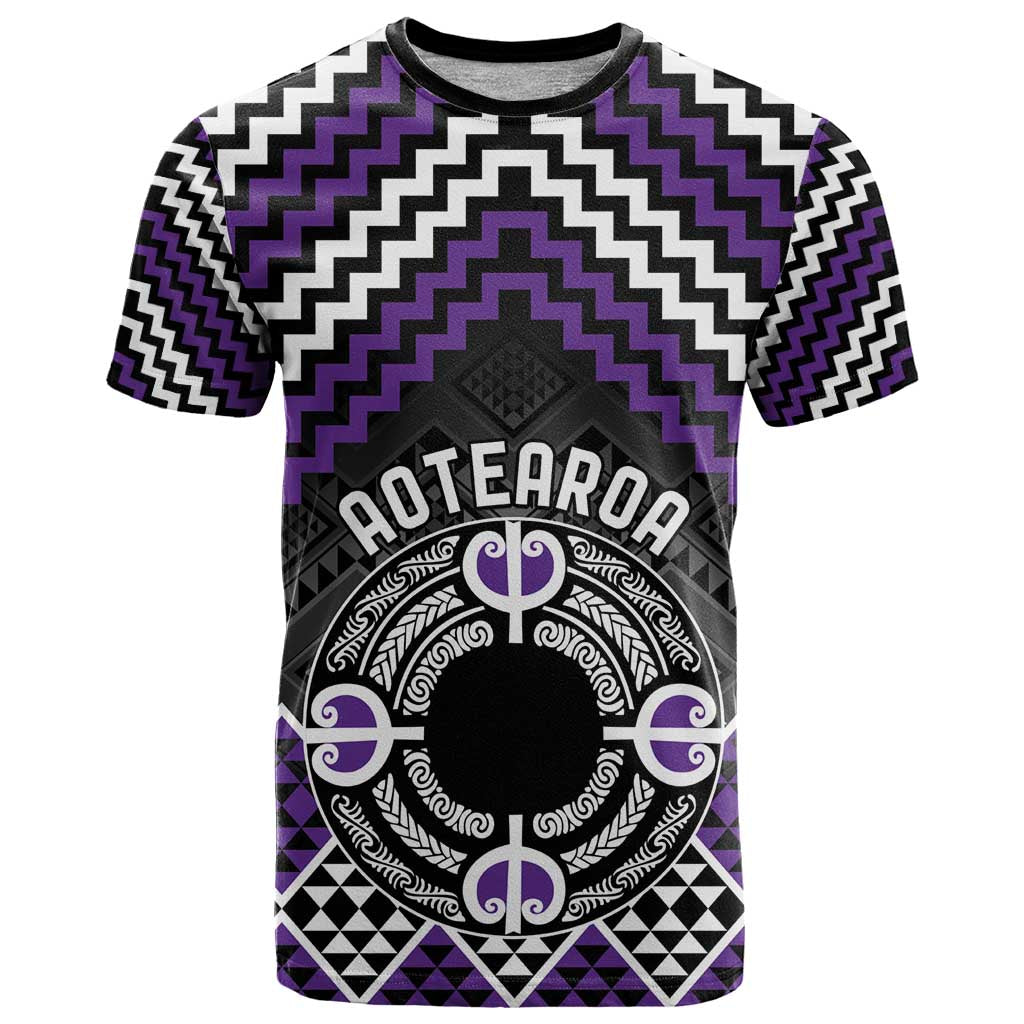 Personalised Aotearoa Niho Taniwha Motif T Shirt Violet Style LT9 Violet - Polynesian Pride