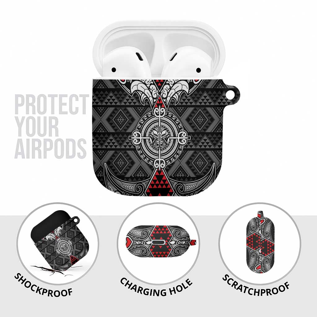 Black Aotearoa Taniko Motif AirPods Case Vintage Maori New Zealand Tribal Art Pattern LT9 - Polynesian Pride