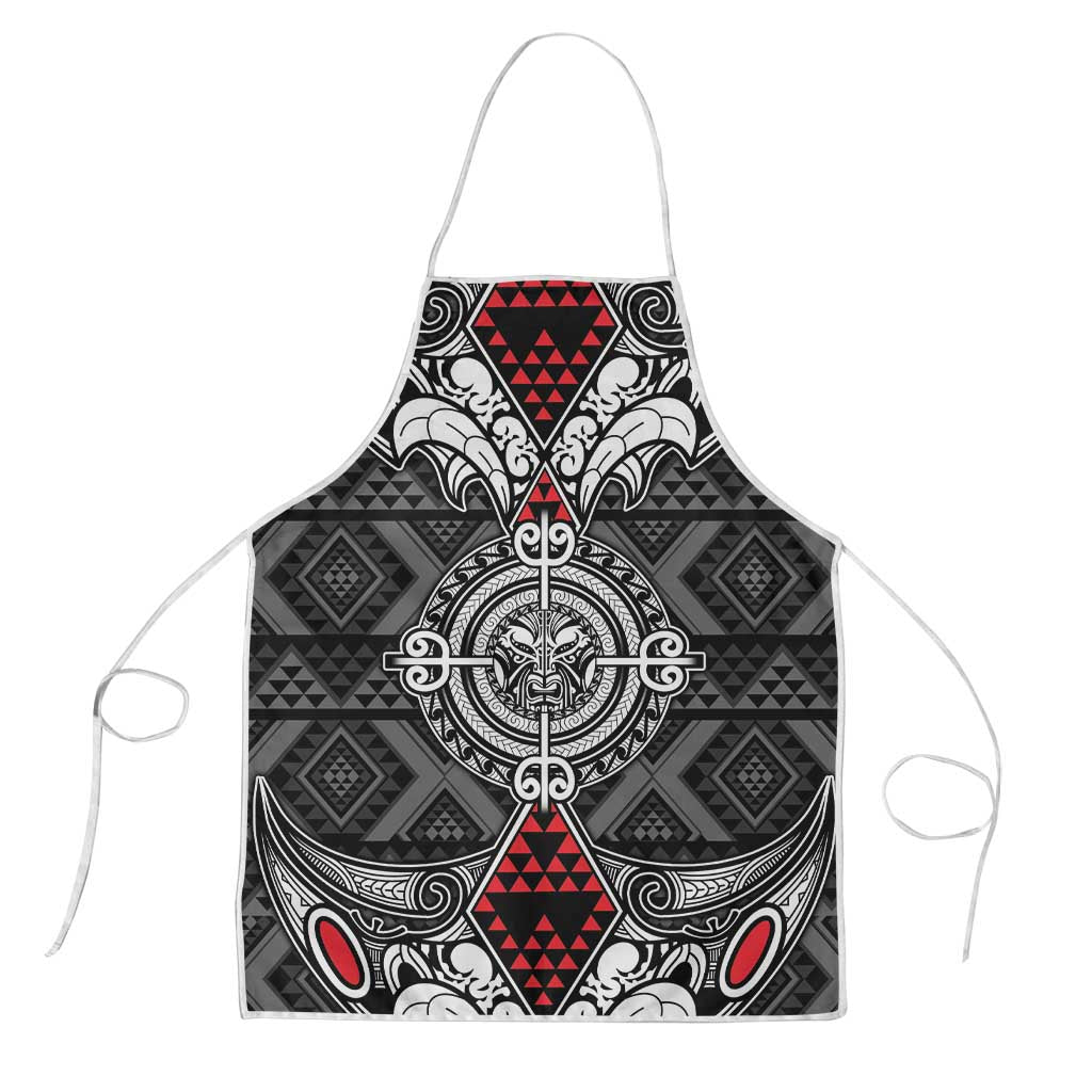 Black Aotearoa Taniko Motif Apron Vintage Maori New Zealand Tribal Art Pattern LT9 Black - Polynesian Pride
