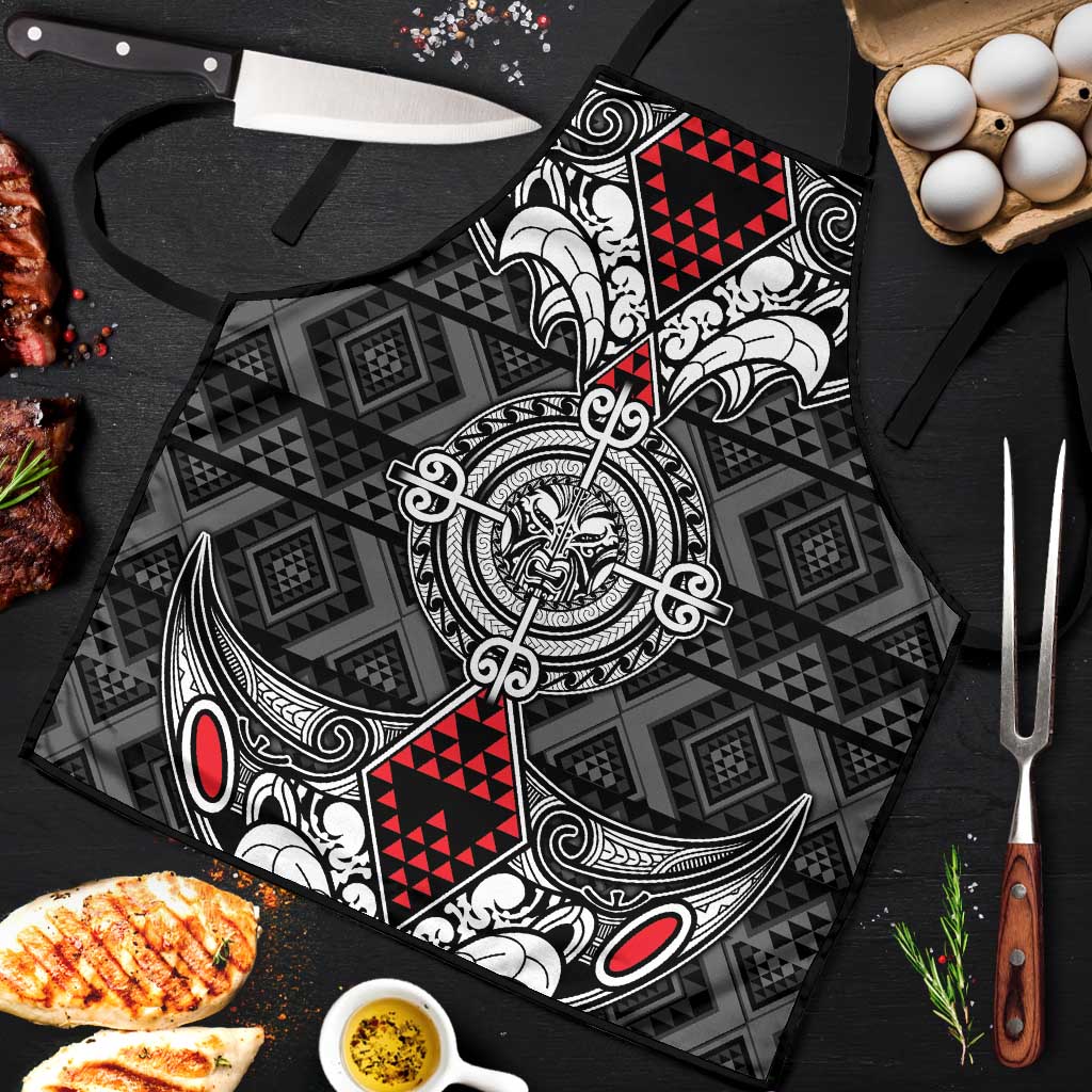 Black Aotearoa Taniko Motif Apron Vintage Maori New Zealand Tribal Art Pattern LT9 Black - Polynesian Pride