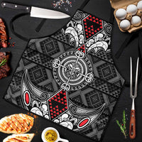 Black Aotearoa Taniko Motif Apron Vintage Maori New Zealand Tribal Art Pattern LT9 Black - Polynesian Pride