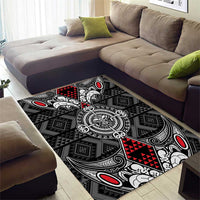 Black Aotearoa Taniko Motif Area Rug Vintage Maori New Zealand Tribal Art Pattern LT9 - Polynesian Pride