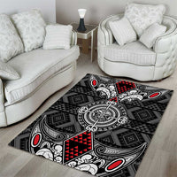 Black Aotearoa Taniko Motif Area Rug Vintage Maori New Zealand Tribal Art Pattern LT9 - Polynesian Pride