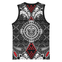 Black Aotearoa Taniko Motif Basketball Jersey Vintage Maori New Zealand Tribal Art Pattern LT9 - Polynesian Pride