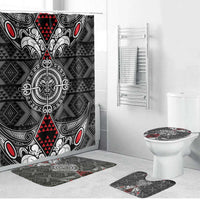 Black Aotearoa Taniko Motif Bathroom Set Vintage Maori New Zealand Tribal Art Pattern LT9 Bathroom Set (4 pcs) Black - Polynesian Pride