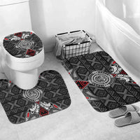 Black Aotearoa Taniko Motif Bathroom Set Vintage Maori New Zealand Tribal Art Pattern LT9 Mat Set Only (3 pcs) One Size Black - Polynesian Pride