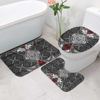 Black Aotearoa Taniko Motif Bathroom Set Vintage Maori New Zealand Tribal Art Pattern LT9 - Polynesian Pride