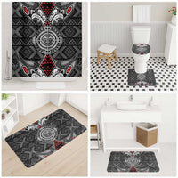 Black Aotearoa Taniko Motif Bathroom Set Vintage Maori New Zealand Tribal Art Pattern LT9 - Polynesian Pride