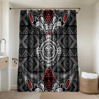 Black Aotearoa Taniko Motif Bathroom Set Vintage Maori New Zealand Tribal Art Pattern LT9 Shower Curtain Only Black - Polynesian Pride