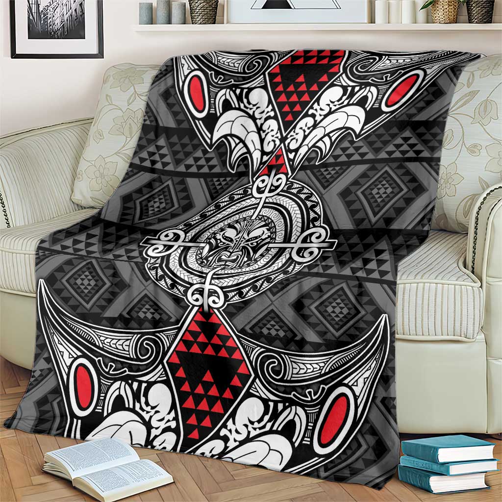 Black Aotearoa Taniko Motif Blanket Vintage Maori New Zealand Tribal Art Pattern LT9 - Polynesian Pride