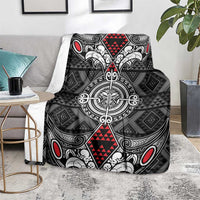 Black Aotearoa Taniko Motif Blanket Vintage Maori New Zealand Tribal Art Pattern LT9 - Polynesian Pride
