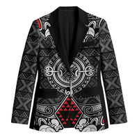 Black Aotearoa Taniko Motif Blazer Vintage Maori New Zealand Tribal Art Pattern LT9 Unisex Black - Polynesian Pride