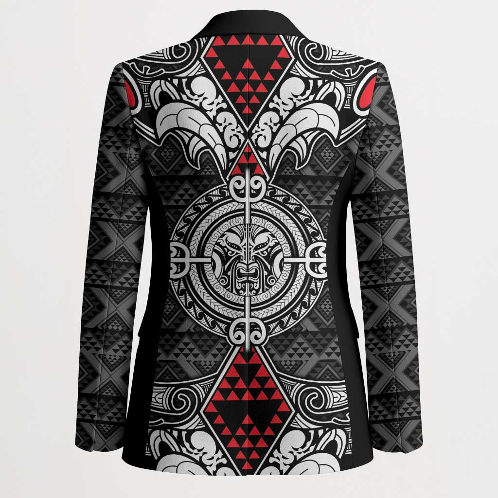 Black Aotearoa Taniko Motif Blazer Vintage Maori New Zealand Tribal Art Pattern LT9 - Polynesian Pride