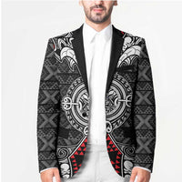 Black Aotearoa Taniko Motif Blazer Vintage Maori New Zealand Tribal Art Pattern LT9 - Polynesian Pride