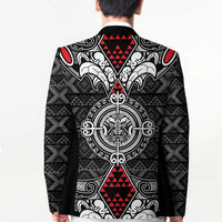 Black Aotearoa Taniko Motif Blazer Vintage Maori New Zealand Tribal Art Pattern LT9 - Polynesian Pride