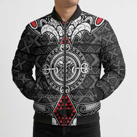 Black Aotearoa Taniko Motif Bomber Puffer Jacket Vintage Maori New Zealand Tribal Art Pattern LT9 - Polynesian Pride
