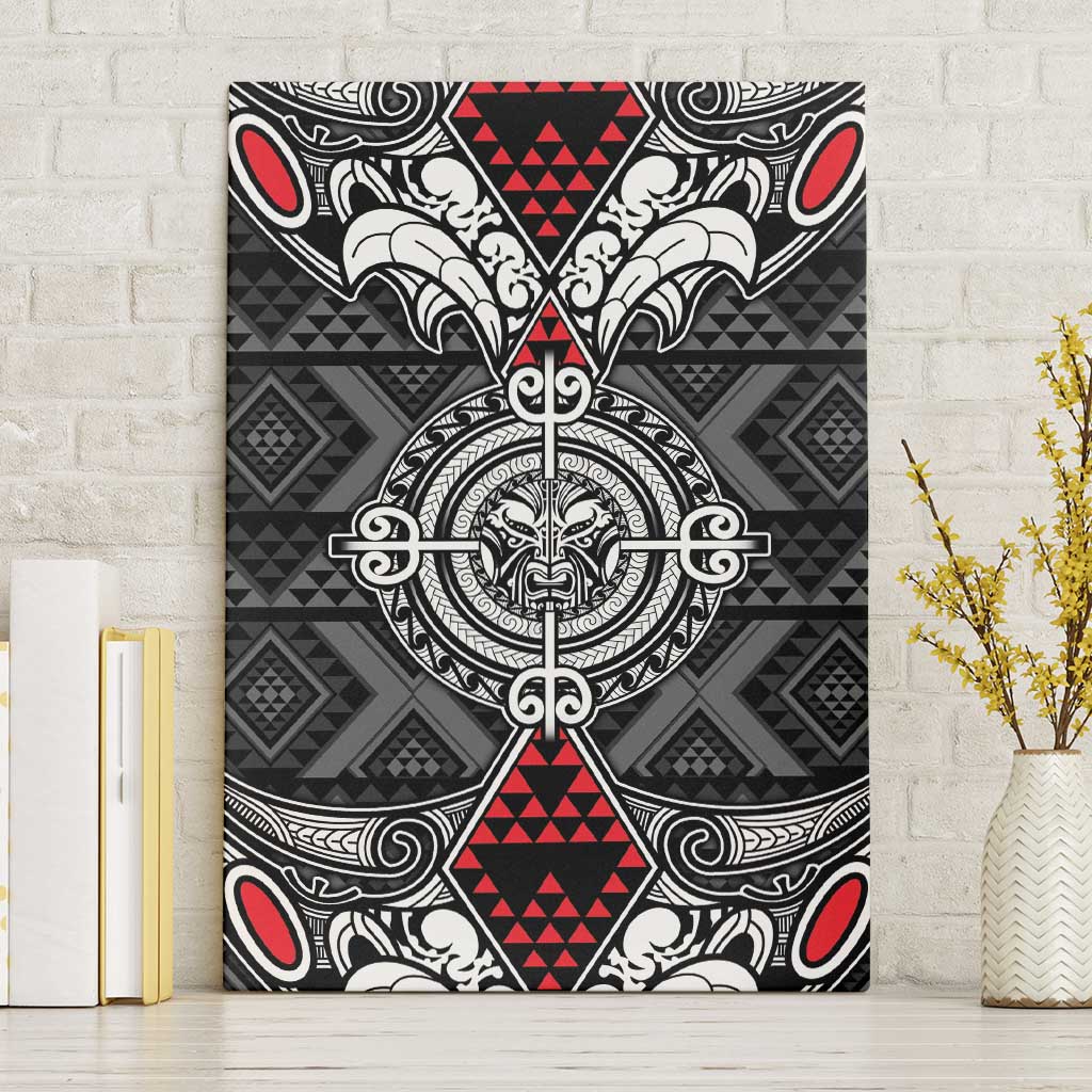 Black Aotearoa Taniko Motif Canvas Wall Art Vintage Maori New Zealand Tribal Art Pattern LT9 Without Frame Black - Polynesian Pride