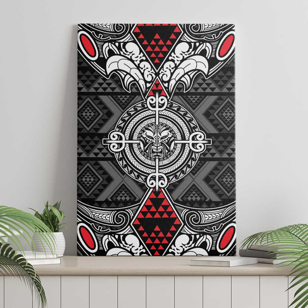 Black Aotearoa Taniko Motif Canvas Wall Art Vintage Maori New Zealand Tribal Art Pattern LT9 - Polynesian Pride