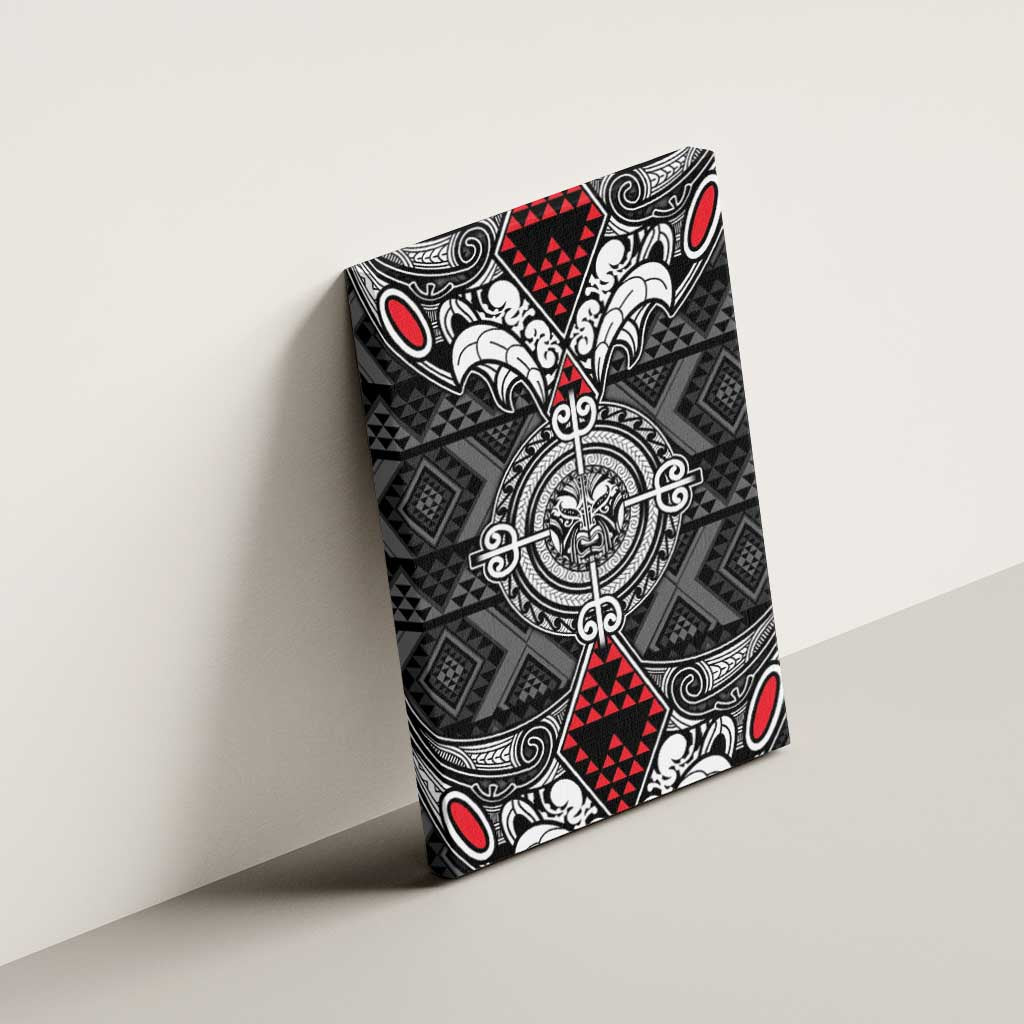 Black Aotearoa Taniko Motif Canvas Wall Art Vintage Maori New Zealand Tribal Art Pattern LT9 - Polynesian Pride