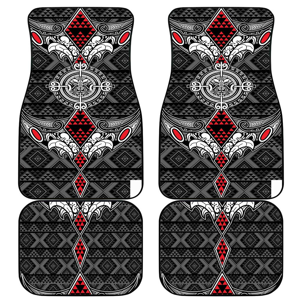 Black Aotearoa Taniko Motif Car Mats Vintage Maori New Zealand Tribal Art Pattern LT9 - Polynesian Pride