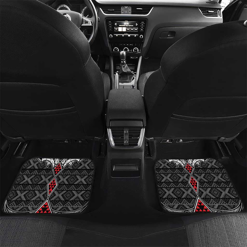 Black Aotearoa Taniko Motif Car Mats Vintage Maori New Zealand Tribal Art Pattern LT9 Set 2pcs - Back Black - Polynesian Pride