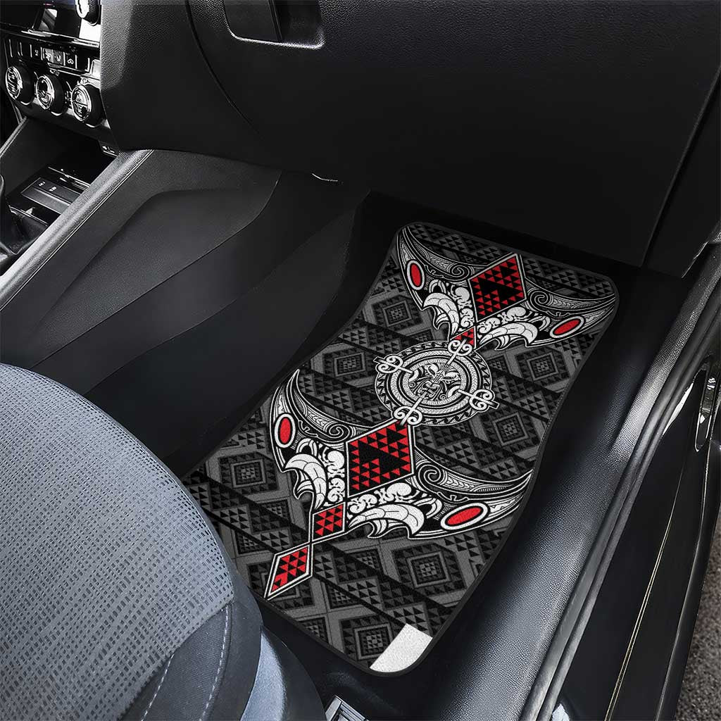 Black Aotearoa Taniko Motif Car Mats Vintage Maori New Zealand Tribal Art Pattern LT9 - Polynesian Pride