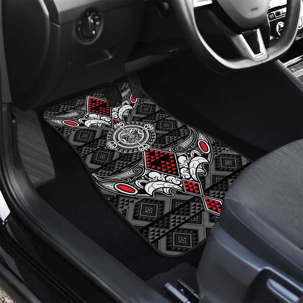 Black Aotearoa Taniko Motif Car Mats Vintage Maori New Zealand Tribal Art Pattern LT9 - Polynesian Pride