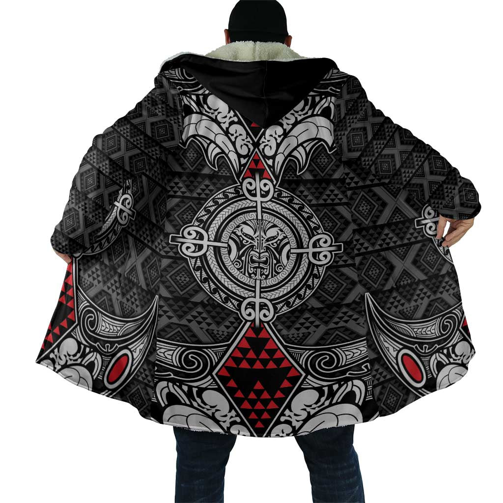 Black Aotearoa Taniko Motif Cloak Vintage Maori New Zealand Tribal Art Pattern LT9 - Polynesian Pride