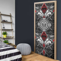 Black Aotearoa Taniko Motif Door Cover Vintage Maori New Zealand Tribal Art Pattern LT9 - Polynesian Pride