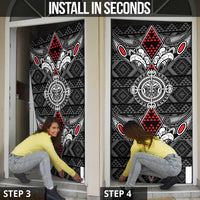 Black Aotearoa Taniko Motif Door Cover Vintage Maori New Zealand Tribal Art Pattern LT9 - Polynesian Pride