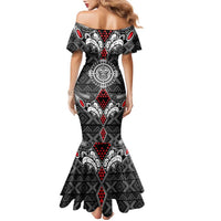 Black Aotearoa Tanilo Motif Family Matching Mermaid Dress and Hawaiian Shirt Vintage Maori New Zealand Tribal Art Pattern LT9 - Polynesian Pride