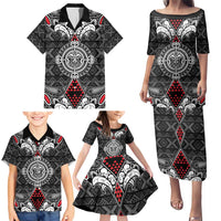 Black Aotearoa Tanilo Motif Family Matching Puletasi and Hawaiian Shirt Vintage Maori New Zealand Tribal Art Pattern LT9 - Polynesian Pride