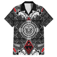 Black Aotearoa Tanilo Motif Family Matching Summer Maxi Dress and Hawaiian Shirt Vintage Maori New Zealand Tribal Art Pattern LT9 Dad's Shirt - Short Sleeve Black - Polynesian Pride