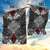Black Aotearoa Taniko Motif Garden Flag Vintage Maori New Zealand Tribal Art Pattern LT9 - Polynesian Pride