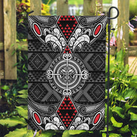 Black Aotearoa Taniko Motif Garden Flag Vintage Maori New Zealand Tribal Art Pattern LT9 Garden Flag Black - Polynesian Pride