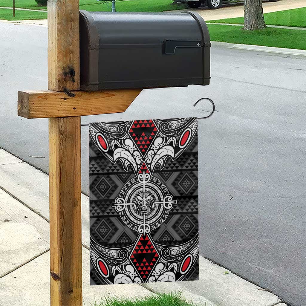 Black Aotearoa Taniko Motif Garden Flag Vintage Maori New Zealand Tribal Art Pattern LT9 - Polynesian Pride