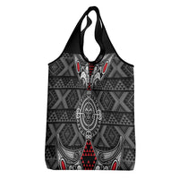Black Aotearoa Taniko Motif Grocery Bag Vintage Maori New Zealand Tribal Art Pattern LT9 - Polynesian Pride
