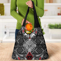 Black Aotearoa Taniko Motif Grocery Bag Vintage Maori New Zealand Tribal Art Pattern LT9 - Polynesian Pride