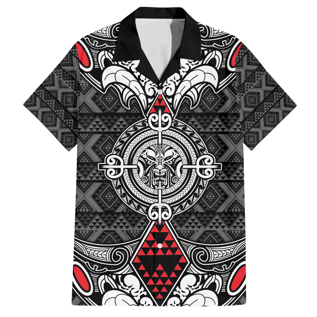 Black Aotearoa Tanilo Motif Hawaiian Shirt Vintage Maori New Zealand Tribal Art Pattern LT9 Black - Polynesian Pride