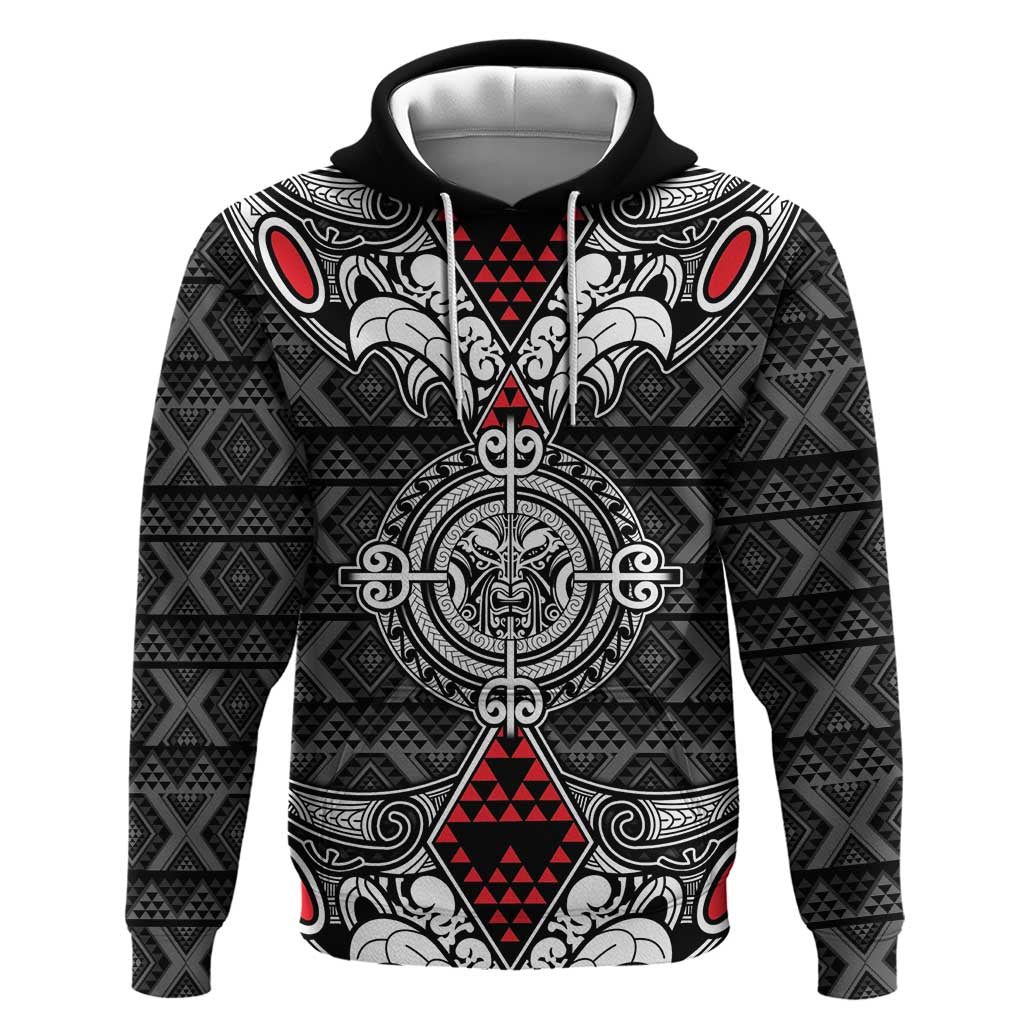 Black Aotearoa Tanilo Motif Hoodie Vintage Maori New Zealand Tribal Art Pattern LT9 Pullover Hoodie Black - Polynesian Pride