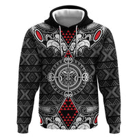 Black Aotearoa Tanilo Motif Hoodie Vintage Maori New Zealand Tribal Art Pattern LT9 Pullover Hoodie Black - Polynesian Pride