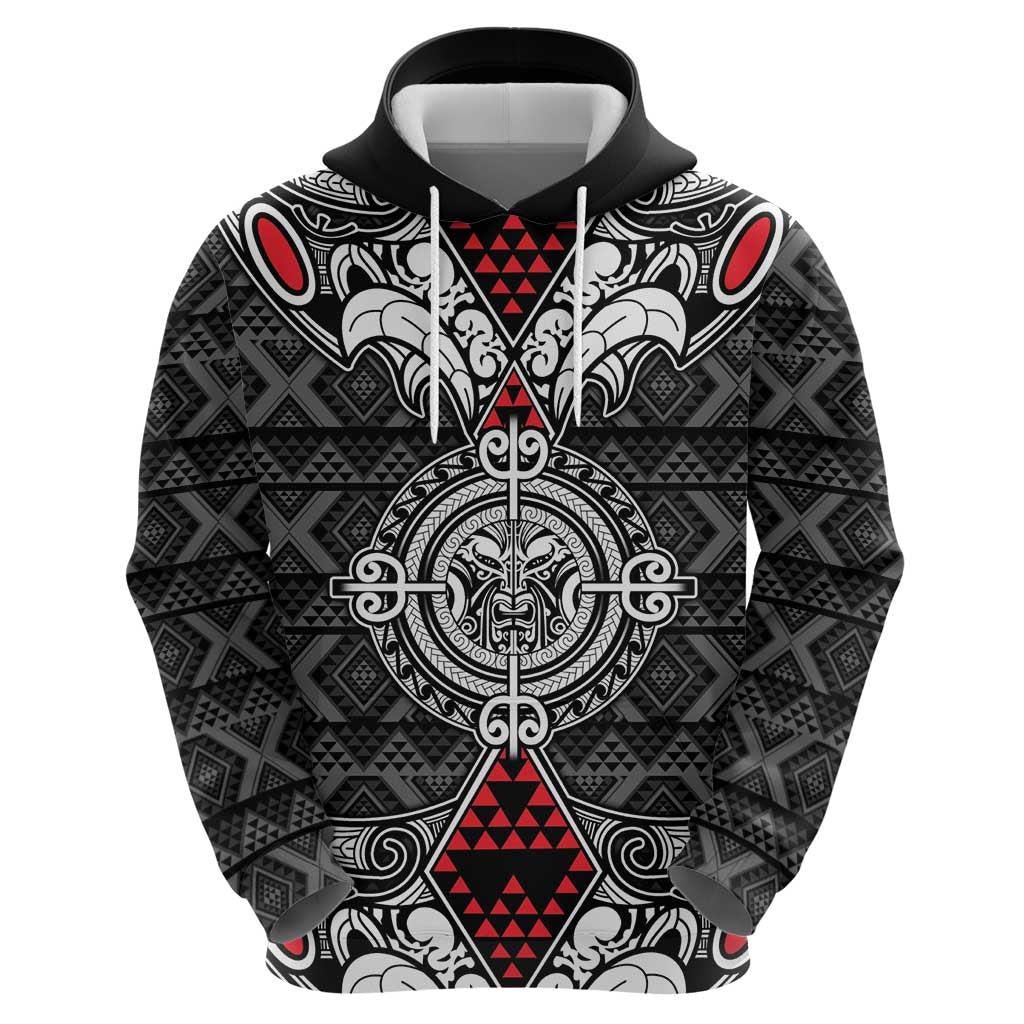 Black Aotearoa Tanilo Motif Hoodie Vintage Maori New Zealand Tribal Art Pattern LT9 - Polynesian Pride