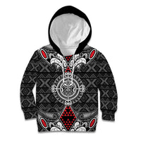 Black Aotearoa Tanilo Motif Kid Hoodie Vintage Maori New Zealand Tribal Art Pattern LT9 Hoodie Black - Polynesian Pride