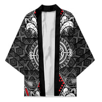 Black Aotearoa Taniko Motif Kimono Vintage Maori New Zealand Tribal Art Pattern LT9 Unisex Black - Polynesian Pride