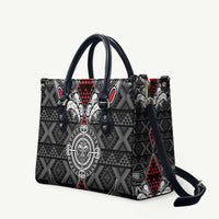 Black Aotearoa Taniko Motif Leather Bag Vintage Maori New Zealand Tribal Art Pattern LT9 Black - Polynesian Pride