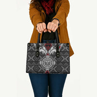 Black Aotearoa Taniko Motif Leather Bag Vintage Maori New Zealand Tribal Art Pattern LT9 - Polynesian Pride