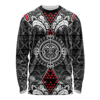 Black Aotearoa Tanilo Motif Long Sleeve Shirt Vintage Maori New Zealand Tribal Art Pattern LT9 Unisex Black - Polynesian Pride