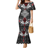 Black Aotearoa Tanilo Motif Mermaid Dress Vintage Maori New Zealand Tribal Art Pattern LT9 Women Black - Polynesian Pride