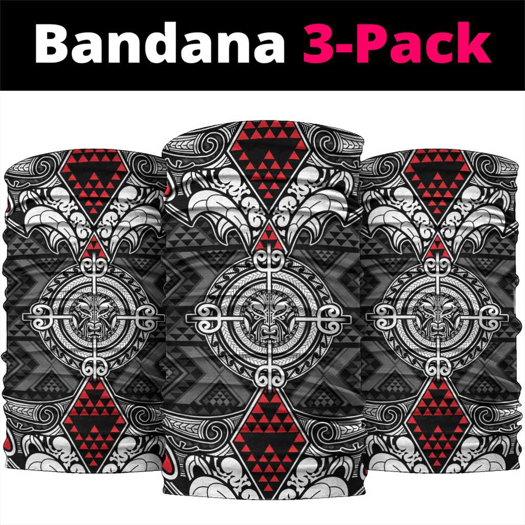 Black Aotearoa Taniko Motif Neck Gaiter Vintage Maori New Zealand Tribal Art Pattern LT9 package One Size: 25*50cm Black - Polynesian Pride