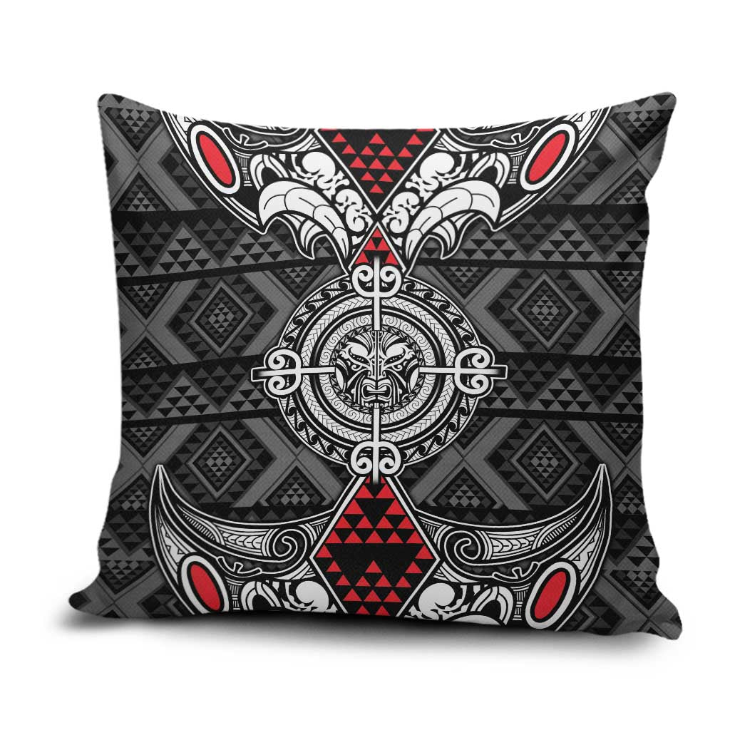 Black Aotearoa Taniko Motif Pillow Cover Vintage Maori New Zealand Tribal Art Pattern LT9 Black - Polynesian Pride